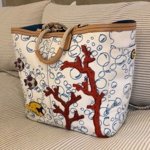 Coach Canvas Bag with Leather and rope straps